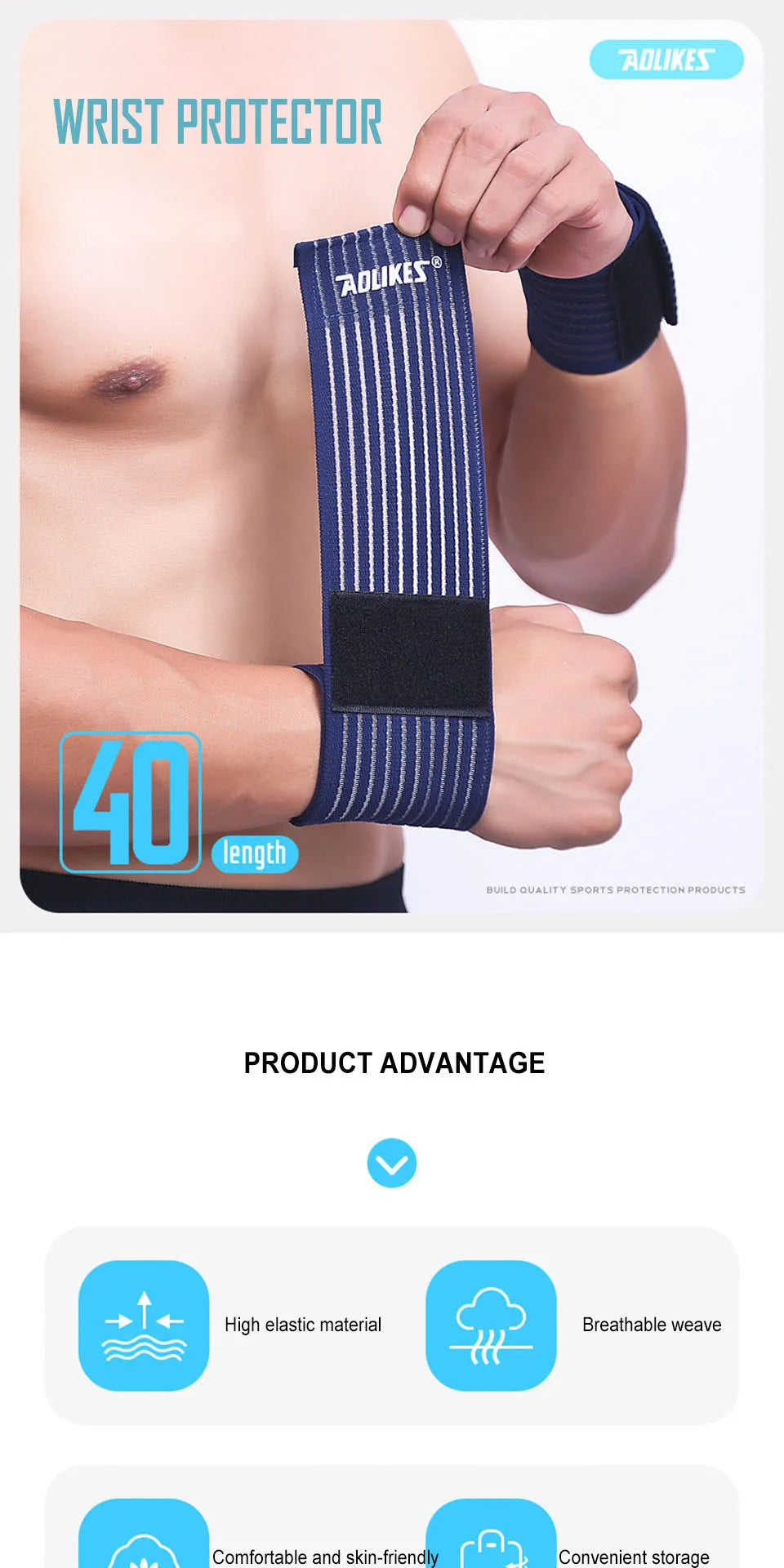AOLIKES Elastic Wrist Support Band, Wrap Breathable Wrist Brace, Adjustable Wrist Strap, Hand Brace Wraps Breathable Wristband