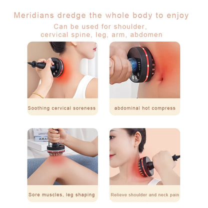 Eletric Guahsa Massager Meridian Massage Brush Lymphatic Drainage Machine Heating Microcurrent Body Back Massager Anti Cellulite