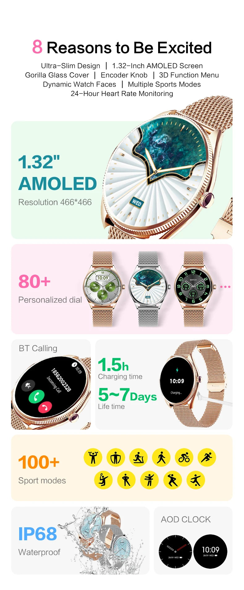 VALDUS VL60 Pro 2025 New Smartwatch For Women Men  AMOLED Screen Bluetooth Call IP68 Waterproof  Fitness Sports Smart Watch Gift
