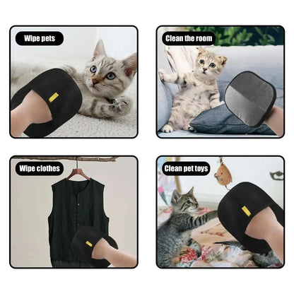 Pet Hair Removal Set Tool Reusable Static Removal Gloves Double-Sided Grooming Gloves Remove Dog Cat Fur Hair for Carpets Sofa