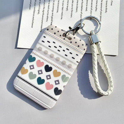 Student Identity Badge Card Cover with Neck Strap Bag Geometric Women Men Work Badge Bus Credit Card ID Holder Bags with Lanyard