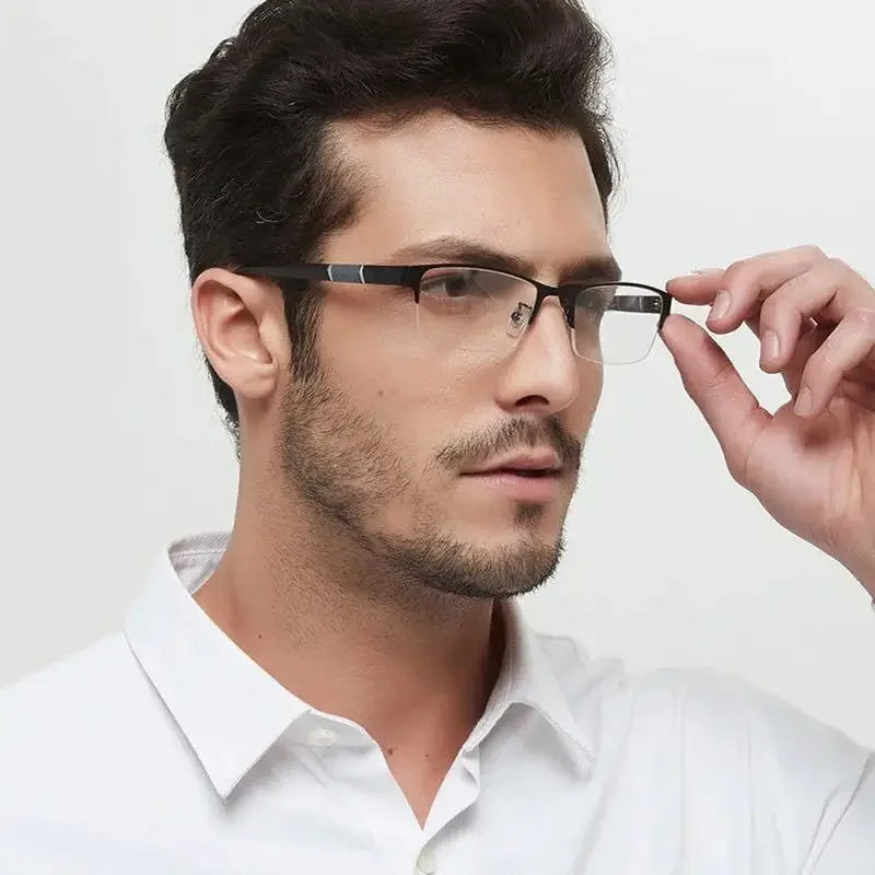 0 -0.5 -1 -1.5 -2 -2.5 -3 -4 -5 -6 Half Metal Frame Nearsighted Glasses Unisex Prescription Myopia