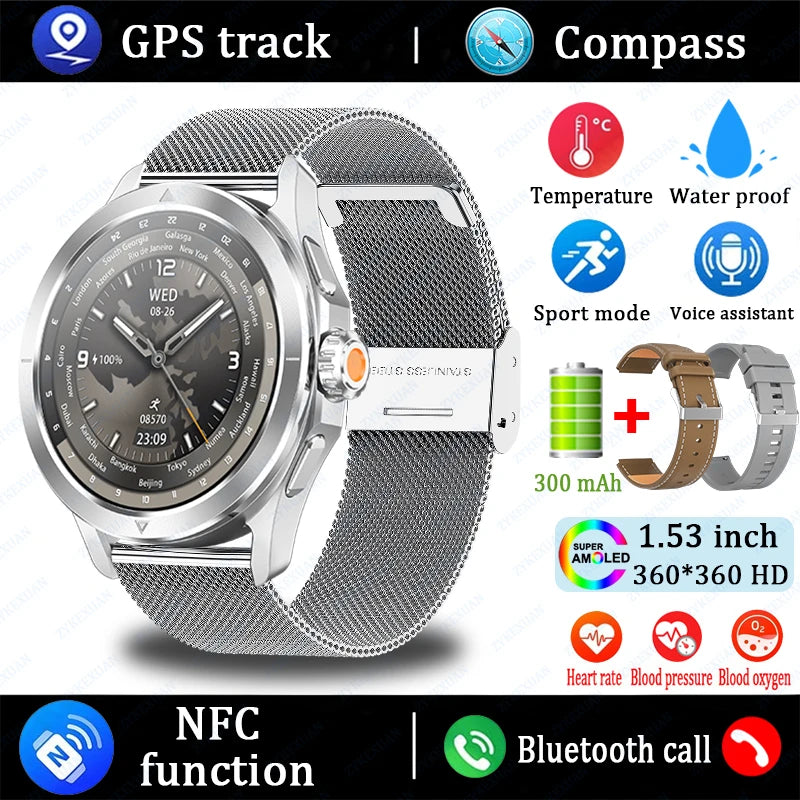 2025 New For Xiaomi S4 Ultra Smart Watch Men AMOLED Outdoor Sport NFC GPS Track Heart Rate Waterproof Bluetooth Call Smartwatch
