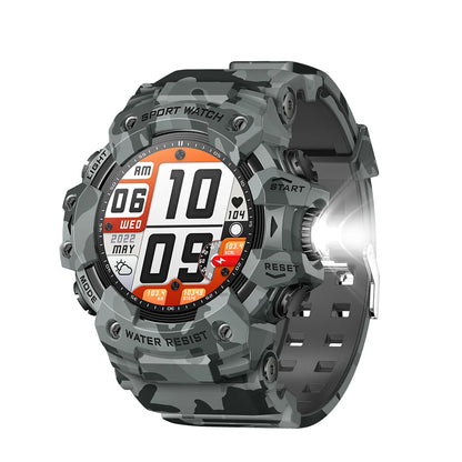 2025New Outdoor Fitness Activities Smart Watch Men Hiking Pedometer Compass LED Flashlight IP68 Waterproof Call Smartwatch