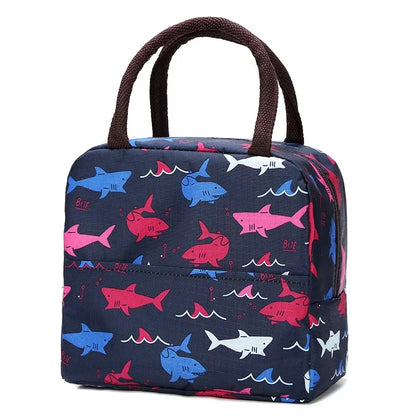 Large Capacity Lunch Bags Children's Cartoon Printed Lunch Bag Portable Picnic Tote Waterproof Heat Insulation Food Storage Bags