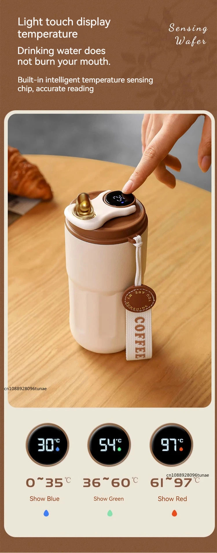 Intelligent Digital LED Temperature Display Coffee Cup Stainless Steel Thermo Bottle Keeps Cold and Heat Thermal Mug Sports Cup