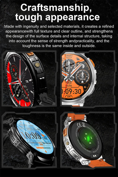LIGE 1.85"HD Screen Outdoor Sport Smartwatch Men Heart Rate Flashlight Watch 730mAh Battery Waterproof Wireless Call Smart Watch