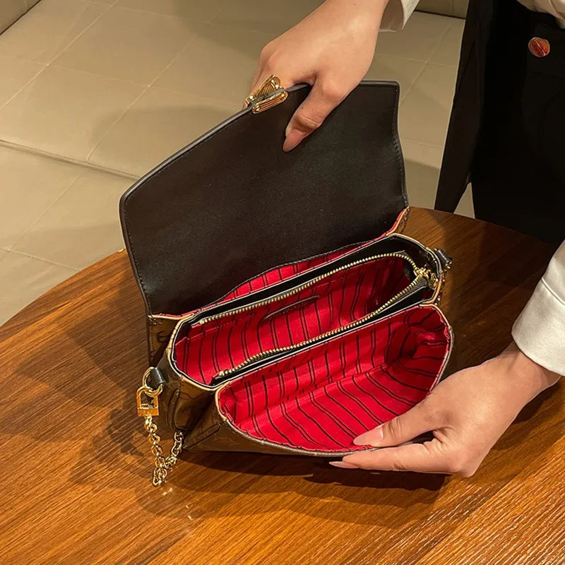 Light luxury brand women's handbag 2024 new autumn and winter high-end fashion designer mailman bag shoulder crossbody bag