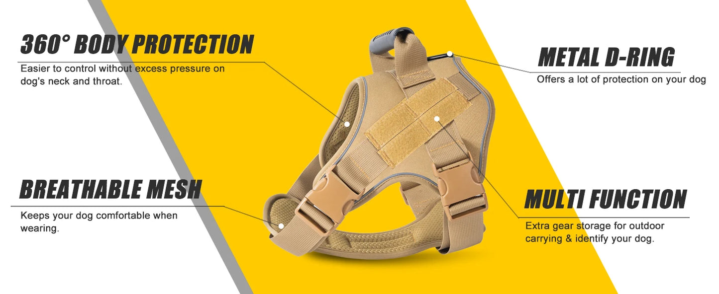 Tactical Dog Harness Pet Doberman Pinscher Pet Training Vest Dog Harness for Small Medium Large Dogs Explosion Proof