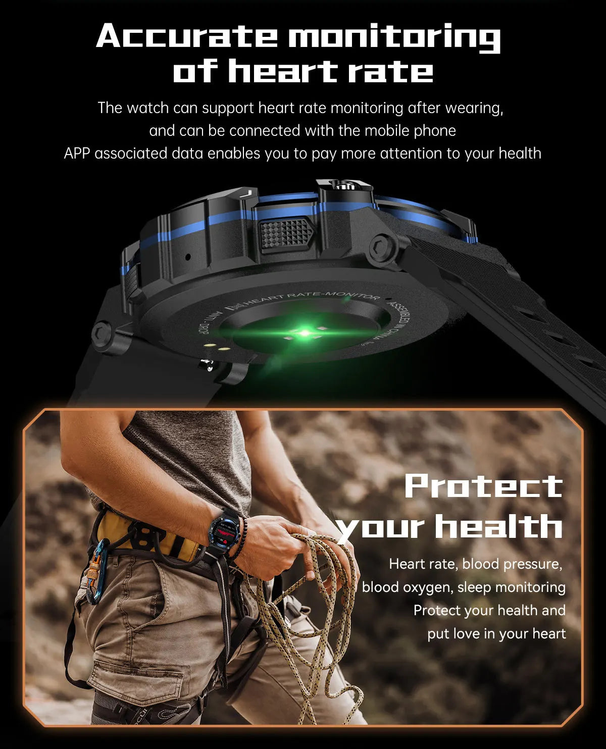 PG666 Bluetooth Call Smart Watch Men Outdoor Rugged Sport Fitness Tracker Smartwatch Heart Rate Blood Pressure Oxygen Monitor