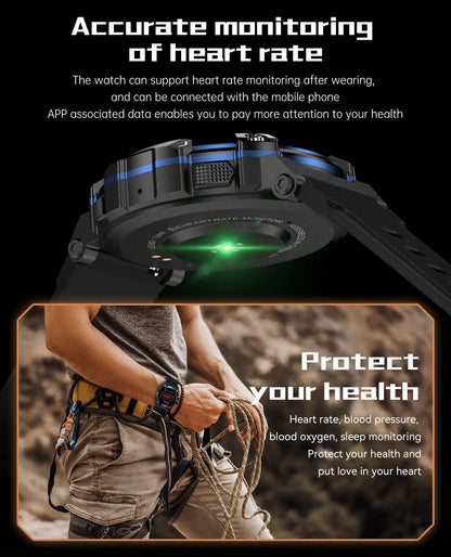 PG666 Bluetooth Call Smart Watch Men Outdoor Rugged Sport Fitness Tracker Smartwatch Heart Rate Blood Pressure Oxygen Monitor