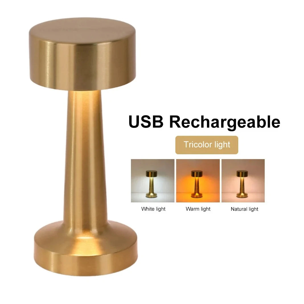 LED Table Light 3 Color Modes Retro Coffee Table Lamp with Touch Control Mushroom & Dumbbell Styles Sensor Rechargeable Night