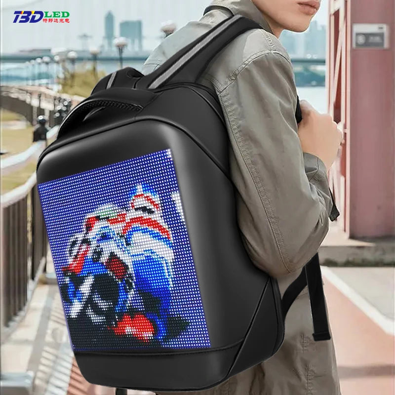 Fashion Custom APP Programmable Smart Led GIF Picture Advertising Backpack