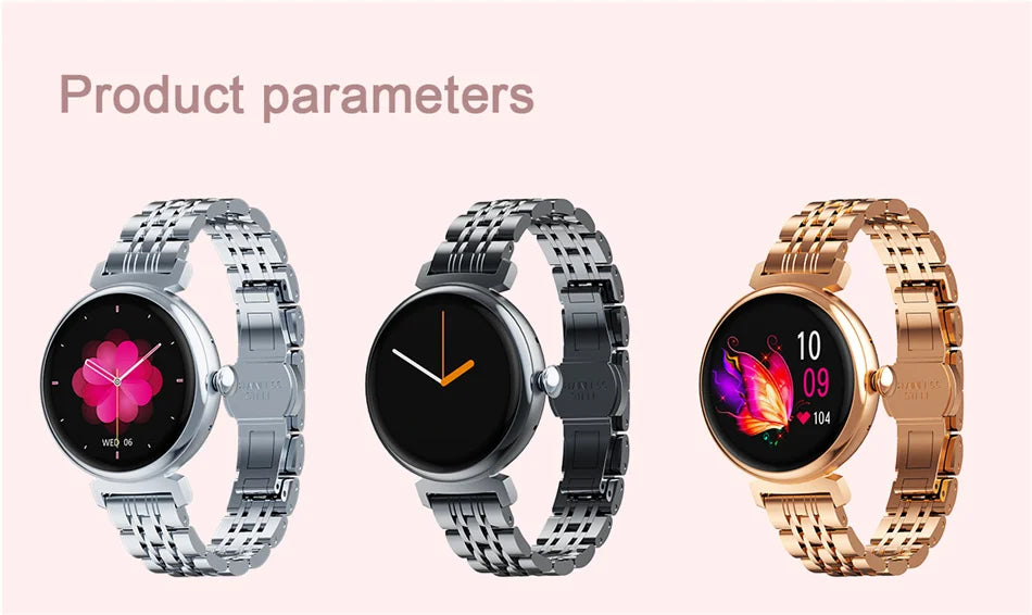 1.04 inch AMOLED Screen Fashion Ladies Smart Watch Screen Always Display Bluetooth Call Smartwatch Metal Body Small Screen Watch