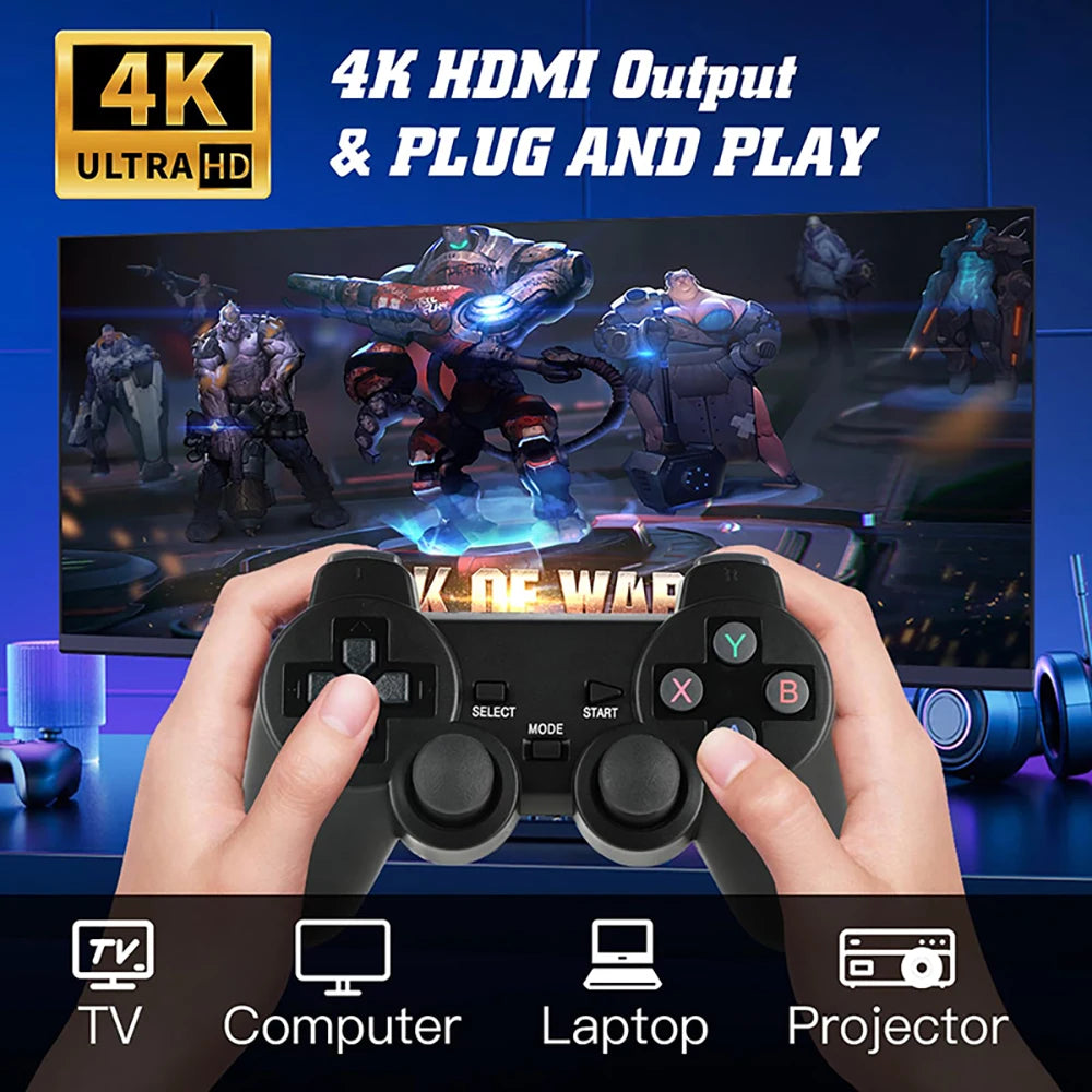 4K TV Game Stick Built-in 20000+ Games Retro Handheld Game Player NEW Video Game Console 64G 2.4G Wireless Controller Gamepad
