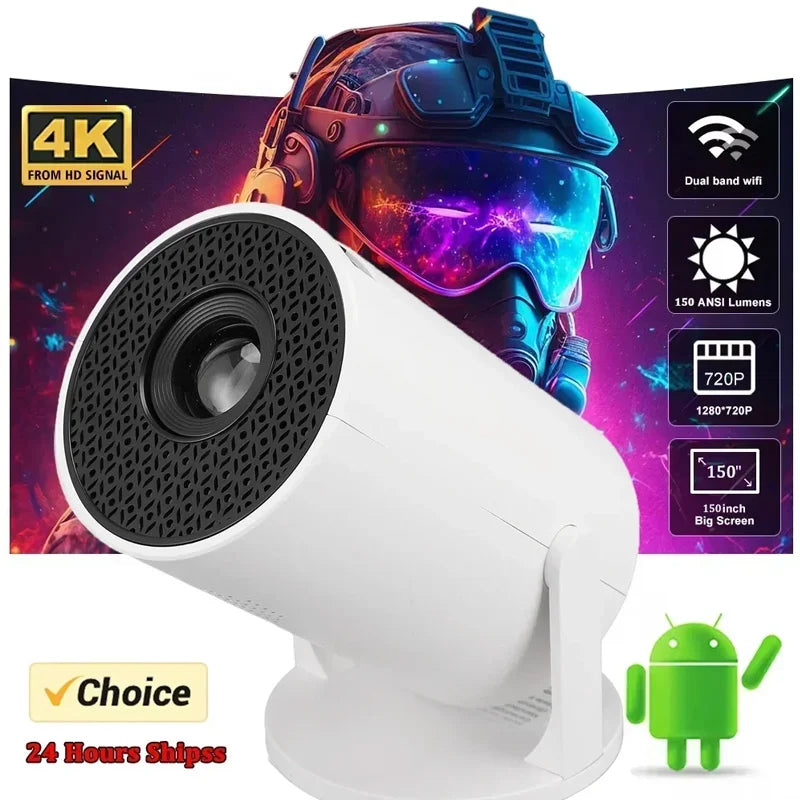 HY200 Portable Projector 1080P, 270° Adjustable Angle, Movie Projector for Phone/Laptop/TV Box, Speaker & HDMI/USB Input