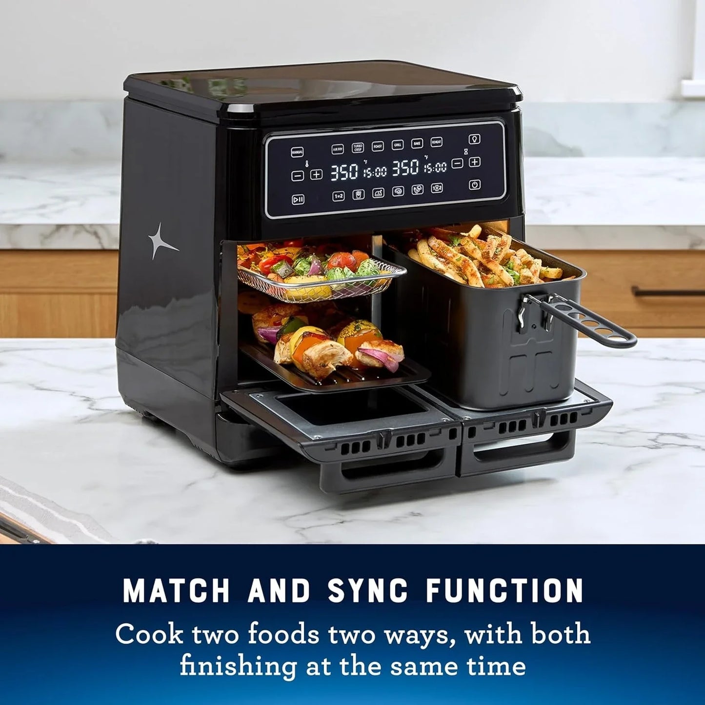 11-Quart Air Fryer Oven, Dual Air Fryer with 2 Cooking Zones, Double  with 6 Cooking Functions, Large