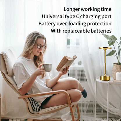 USB Charging Table Lamp Aluminum Restaurant Bar Desk Lamp Dimming Atmosphere USB Charging Touch Switch Decoration