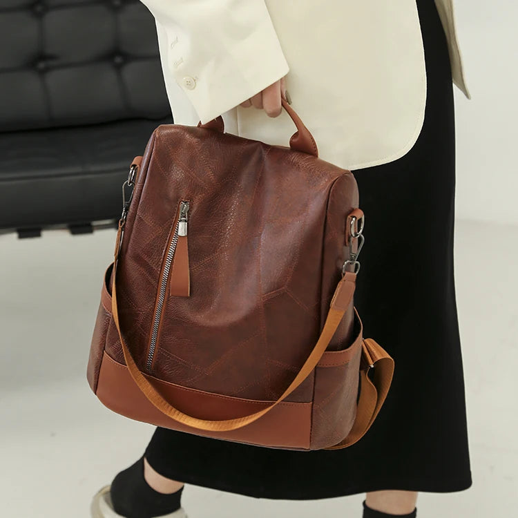 Women's fashionable backpack, shoulder bag, travel multifunctional bag, handbag, handbag, suitable for different scenarios