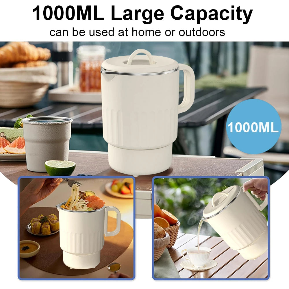 Electric Kettle 1L Travel Smart Kettle for Tea Coffee Boiled Egg Noodles Electric Kettle Mini Portable Foldable Boiling kettle