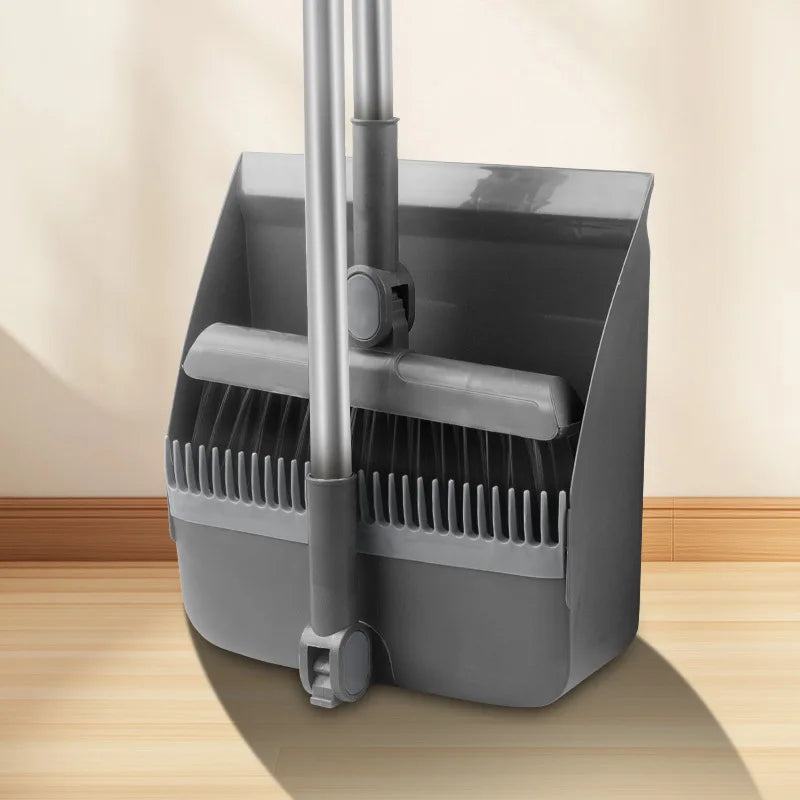 Household Broom Dustpan Combo Set Soft Bristle Broom Strips Nonstick Hair Folding Storage Not Taking Up Space