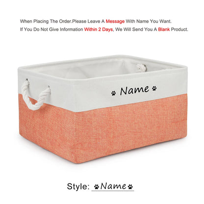 Personalized Dog Toy Basket Free Print Pet Storage Box Cat DIY Custom Name Toys Clothes Accessories Organize Storage