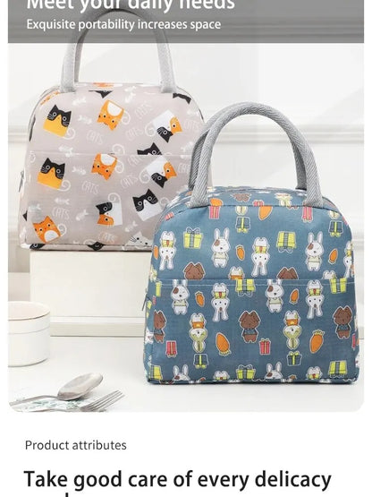 Cartoon Cute Portable Tote Lunch Box Bento Box Animal Pattern Lunch Bag Insulated Food Bag Lunch Box Bag Picnic Bag