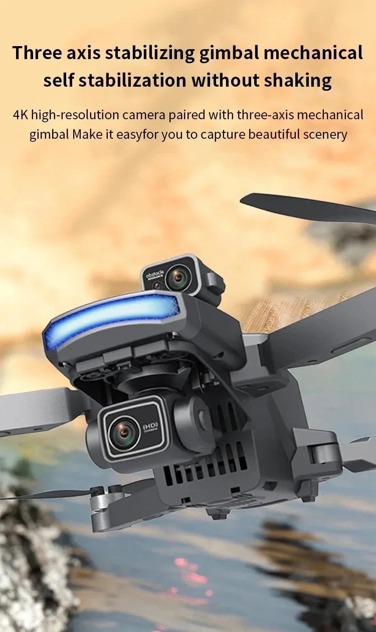 Drone W10 with 4.5 Inch Screen 3-Axis Anti-shake Gimbal Drones 4K Aerial Brushless RC Quadcopter 5G GPS 8K HD Cameras EIS Dron