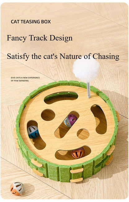 Pet Cat Puzzle Maze Holes Toys Felt Box With Bell Ball Kitten Playing Toys Interactive Funny Combination Set Cat Supplies