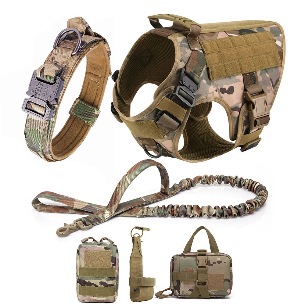 Large Dog Collar Dog Harness And Leash Set Pet Vest Tactical German Shepherd Harnesses For Small Dogs