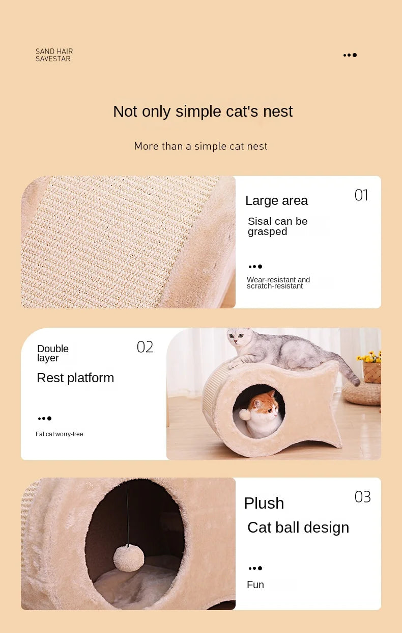 Cat Nest Warm Cat House Enclosed House All Year Round Winter Cat Sleeping Nest Pet Supplies