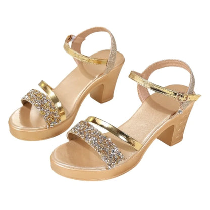 Fashion New Round Toe Shallow Mouth Sexy Party High Heel Sandals Summer Sequins Lightweight/ Comfortable Women's Casual Sandals