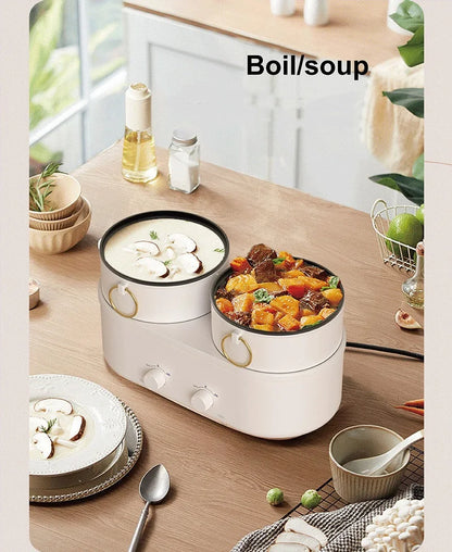 1.8L Home Dual Capacity Electric Cooker Split Yuanyang Electric Hot Pot Multifunctional Pot Non-stick Electric Frying Pan 220V