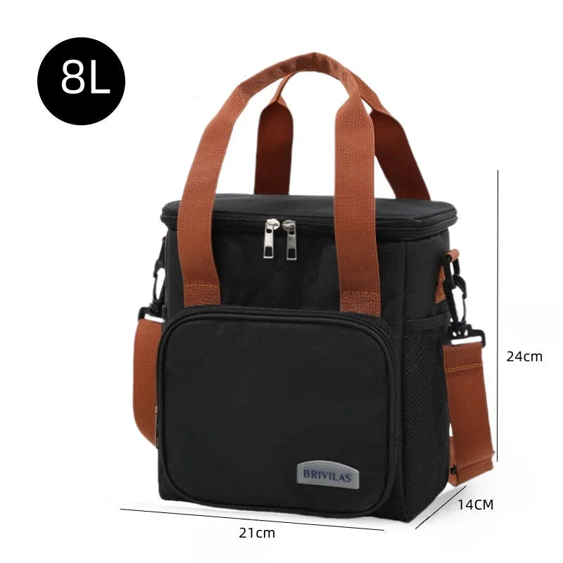 Portable Thermal Lunch Bag Picnic Food Cooler Bags Insulated Case Durable Waterproof Office Lunchbag Shoulder Strap Cooling Box