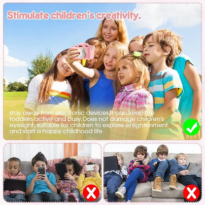 Kids Camera HD Digital Video Toddler Camera with Silicone Cover Portable Toy with 32 GB SD Card for Girl Christmas Birthday Gift