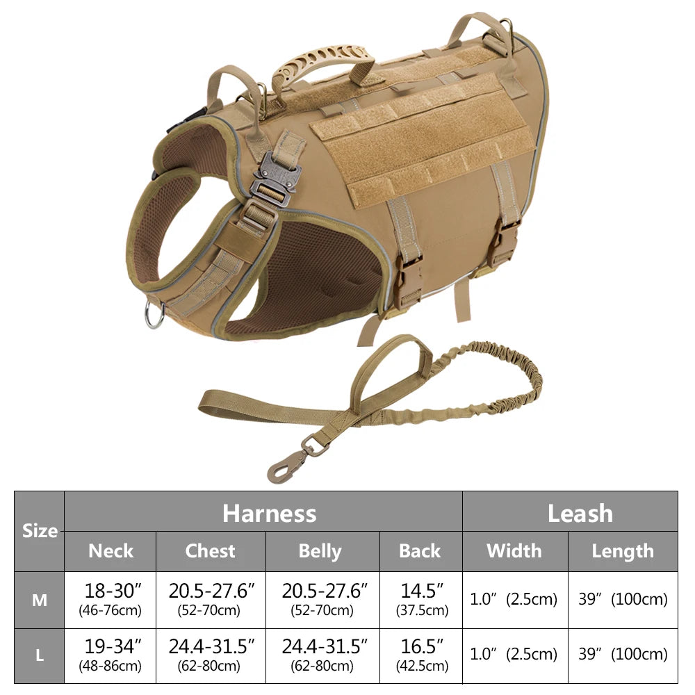 Tactical Dog Harness No Pull Adjustable Military Pet Training Harness Molle Vest With Handle For Medium Large Dogs Outdoor Hike