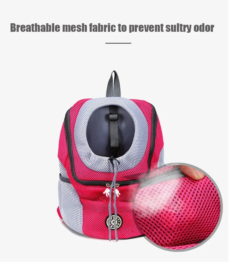New Double Shoulder Portable Travel Backpack Outdoor Pet Dog Carrier Bag Pet Dog Front Bag Mesh Backpack