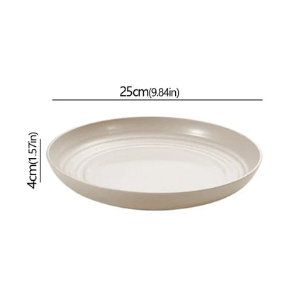 Wheat Straw Solid Color Round Plates Salad Dessert Dinner Reusable Microwave Safe Anti Fall And Shatter Plates Fruit Plate