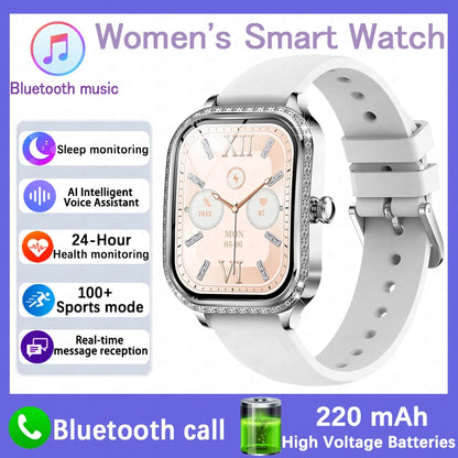 New Fashion Women Smart Watch 1.75inch Curved Screen Sports Bracelet BT HD Calling Clock IP68 Waterproof Diamond Case Smartwatch
