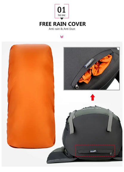75L Camping Backpack Travel Sport Bag With Rain Cover Climbing Mountaineering Trekking Outdoor Rucksack Hiking Bag Shoulder Men