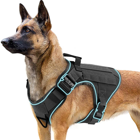 4 Metal Buckles Dog Harness Reflective Military Tactical Pet Training Walking Vest Soild Harnesses with Handle For Large Dogs