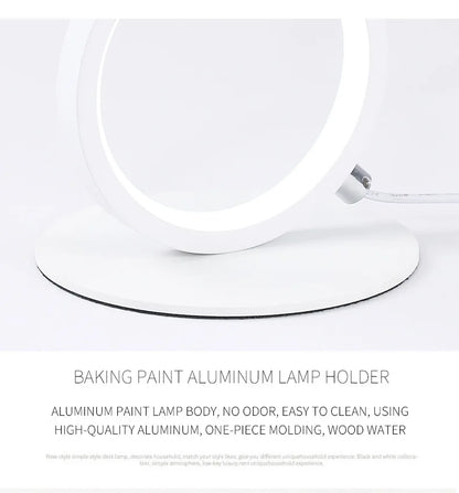 Dimming Table Lamp Intelligent Touch Ring Night Light Bedroom Simple Modern Living Room Lamp Monochrome Circle DeskTable Lamp