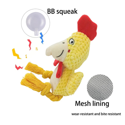 Dog Enrichment Toy Cute Animal Rope Dog Toy  Plush Puppy Chew Pet Squeak Toy Cartoon Interactive Games For Dogs Stuff For Dogs
