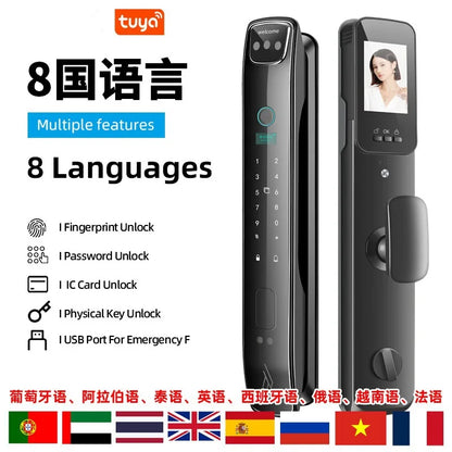 Facial Recognition Fingerprint Lock Home Anti-theft Door Visual Password Electronic Smart Door Lock Graffiti