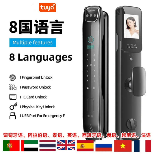 Facial Recognition Fingerprint Lock Home Anti-theft Door Visual Password Electronic Smart Door Lock Graffiti