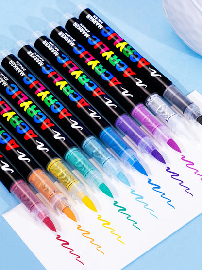 12-240 Color/box Professional Artist Marker Set - Soft-tip Drawing Straight Line Liquid Acrylic Markers, DIY Graffiti Art Painti