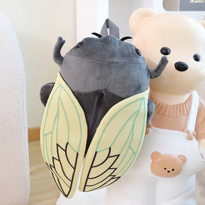 45cm Funny Creative Cartoon Insect Cicada Beetle Plush Doll Backpack Brown Green Insect Soft Plush Toy Gift For Boys And Girls