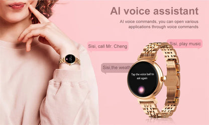 AMOLED Small Screen Fashion Women Smart Watch 454*454 HD Pixel Screen Always Show Time Bluetooth Call Smartwatch Metal Body 2023