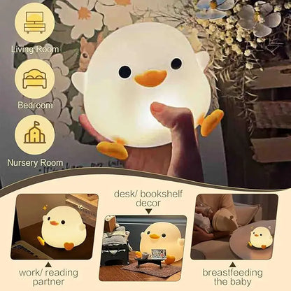 Cute Duck Night Light Ferry Duck Light LED Silicone Dimmable Night Light with Touch Sensing Room Dormitory Decoration