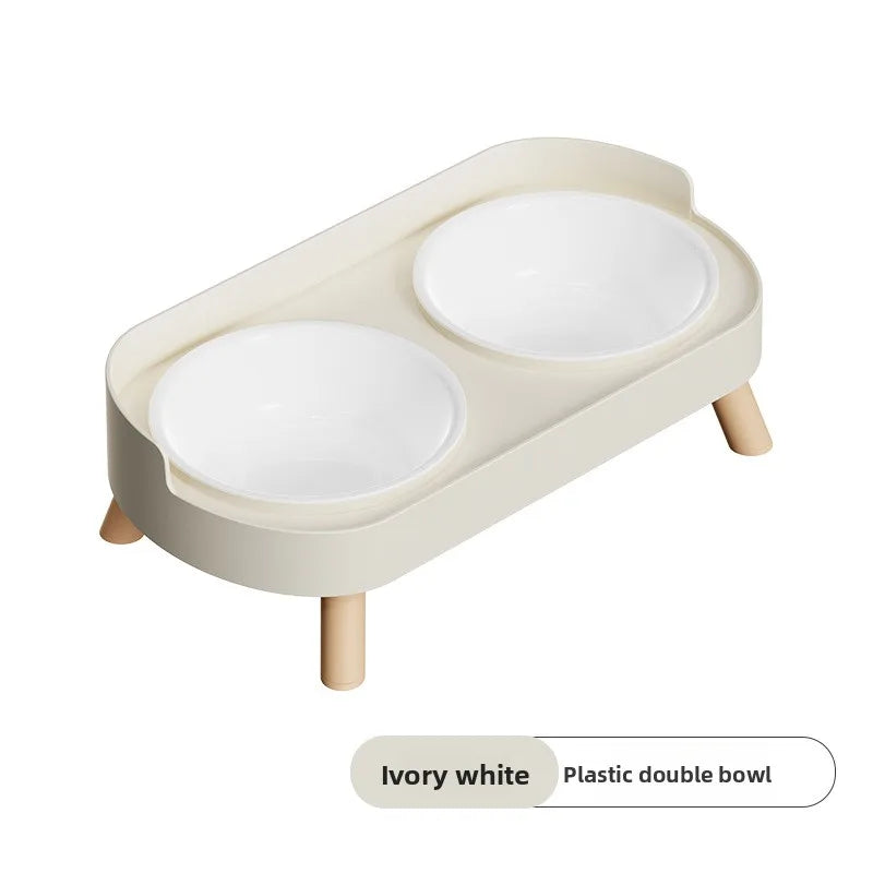 Pet Bowl PP Plastic Double Bowl Anti-killing Bowl Water and Grain Integrated Dog Bowl Cat Dog Water and Grain Bowl